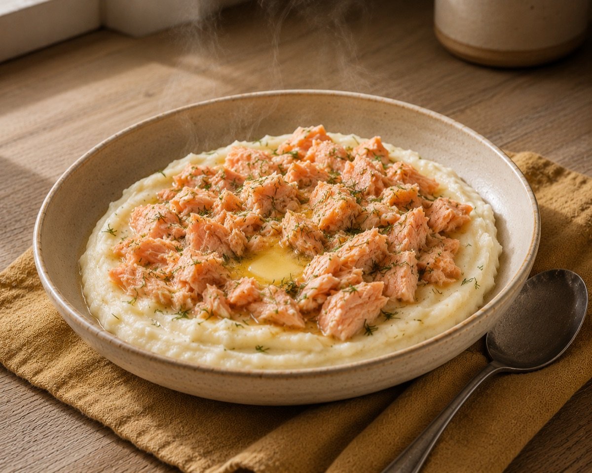 Salmon-Dill Mash on Soft Potato Bed