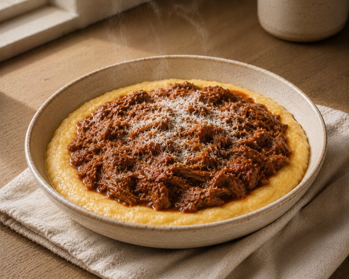 Slow-Braised Beef Ragu over Soft Polenta