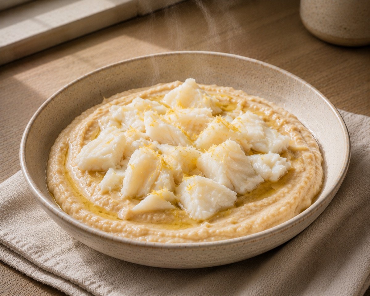 Soft-Poached Cod with White Bean Mash